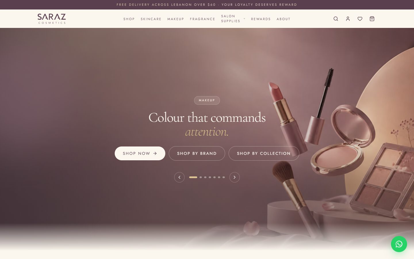 Saraz Cosmetics website